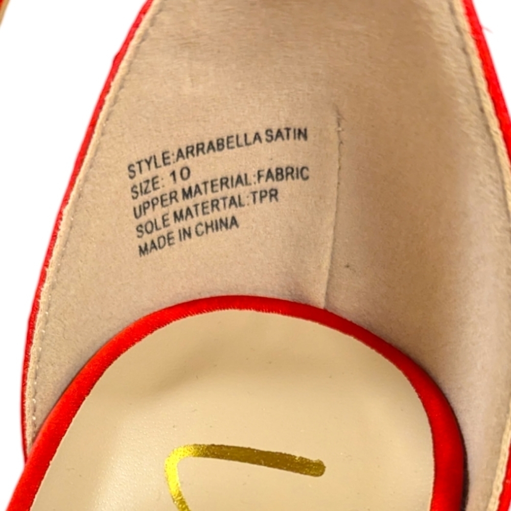 Lulus Arrabella Red Satin‎ Platform Ankle Strap Heels Size 10 - Picture 5 of 7